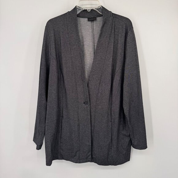 J. Jill Wearever Collection Womens  knit Jacket size XL Charcoal gray pockets - Picture 5 of 12